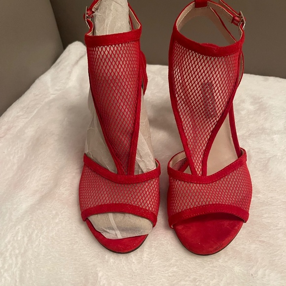 Red mesh and suede sandals - Picture 1 of 5